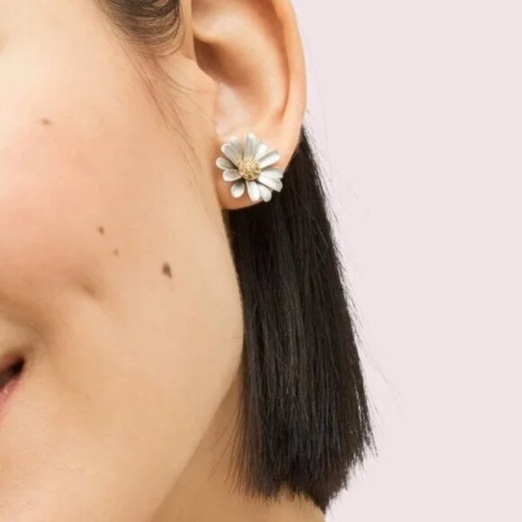 Kate Spade Into The Bloom Stud Earrings Gold White - Picture 4 of 6